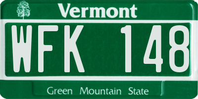 VT license plate WFK148