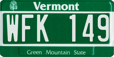 VT license plate WFK149