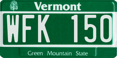 VT license plate WFK150