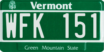 VT license plate WFK151