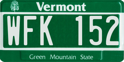 VT license plate WFK152