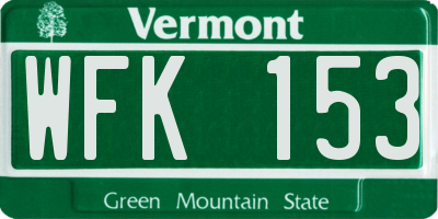 VT license plate WFK153