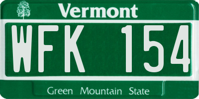 VT license plate WFK154