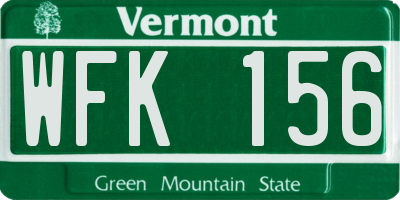 VT license plate WFK156
