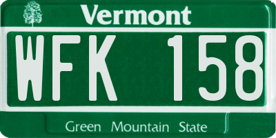 VT license plate WFK158