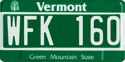 VT license plate WFK160