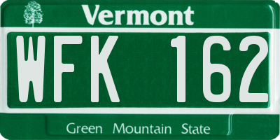 VT license plate WFK162
