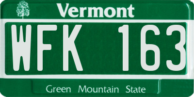 VT license plate WFK163