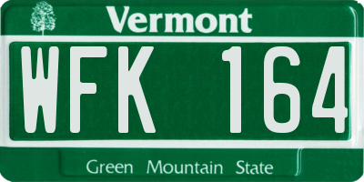 VT license plate WFK164