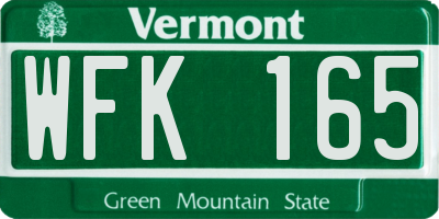VT license plate WFK165