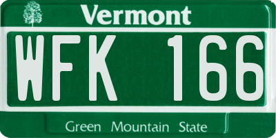 VT license plate WFK166