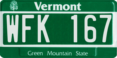 VT license plate WFK167