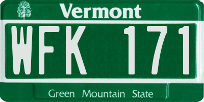 VT license plate WFK171