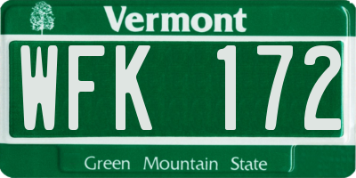 VT license plate WFK172