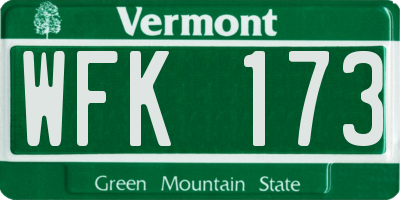 VT license plate WFK173