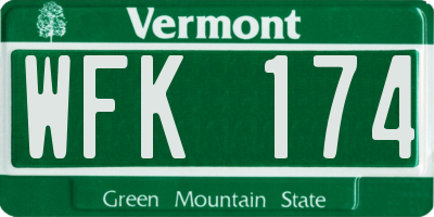 VT license plate WFK174