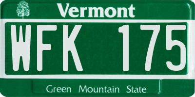 VT license plate WFK175