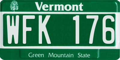 VT license plate WFK176