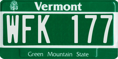 VT license plate WFK177