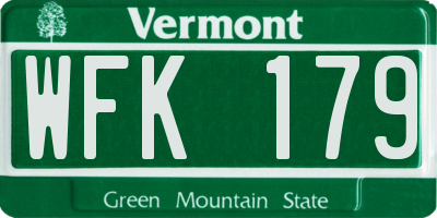 VT license plate WFK179