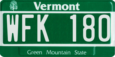 VT license plate WFK180