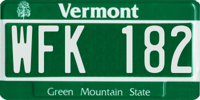 VT license plate WFK182