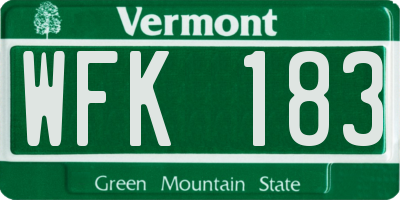 VT license plate WFK183