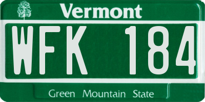 VT license plate WFK184