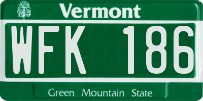 VT license plate WFK186