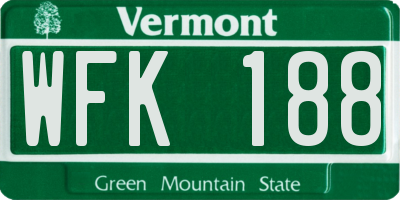 VT license plate WFK188