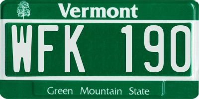 VT license plate WFK190