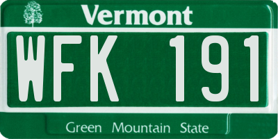 VT license plate WFK191
