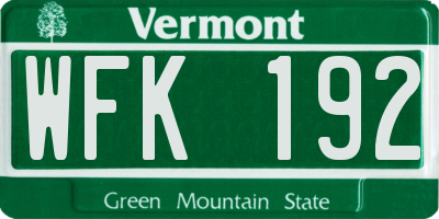 VT license plate WFK192
