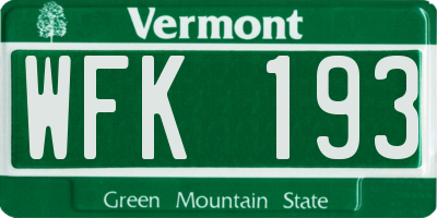VT license plate WFK193