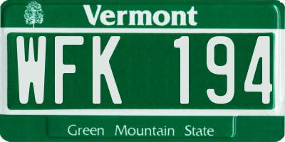 VT license plate WFK194