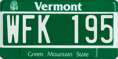 VT license plate WFK195