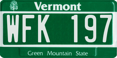 VT license plate WFK197