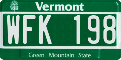 VT license plate WFK198
