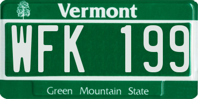 VT license plate WFK199