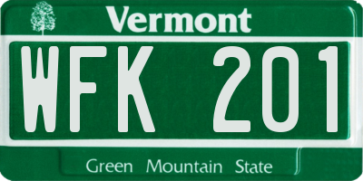 VT license plate WFK201