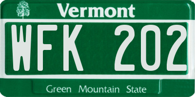 VT license plate WFK202