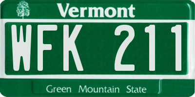 VT license plate WFK211