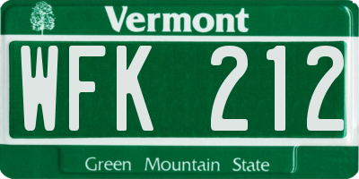 VT license plate WFK212