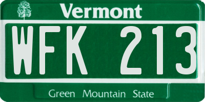 VT license plate WFK213