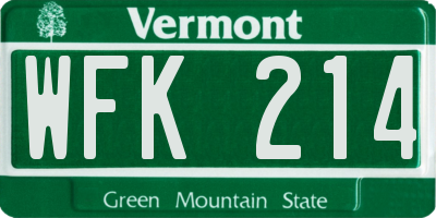 VT license plate WFK214