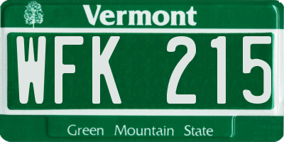 VT license plate WFK215
