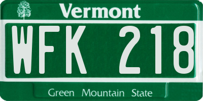 VT license plate WFK218