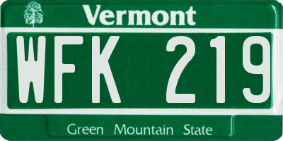 VT license plate WFK219