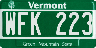 VT license plate WFK223