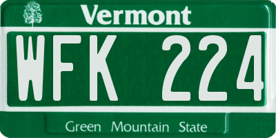 VT license plate WFK224